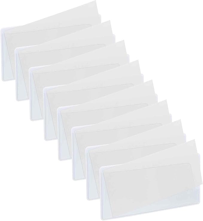 MECCANIXITY 8 Pcs Magnetic Label, 3.94" × 1.97" × 0.06" Magnetic Name Tags Label Sticker with Blank Paper Card for Shelf Labeling White Board Garage Home Warehouse