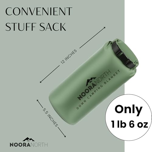 Noora North Down Camping Blanket with Footbox – Lightweight, Packable, Water Resistant Backpacking Quilt & Warm Puffy Comp...
