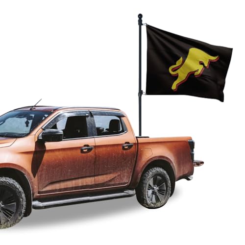 Pack 2 - FFN 5’ Foot Premium Tangle-Free Carbon-Fiber Flag Pole with 2 Flag Rings, Ideal for Trucks, Vehicles, or SUVs, Pe...