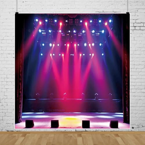Leyiyi 8x8ft Stage Spotlight Backdrop Concert Live Plateform Banner Gloomy Night Scenic Background Superstar Drama Play Mu...