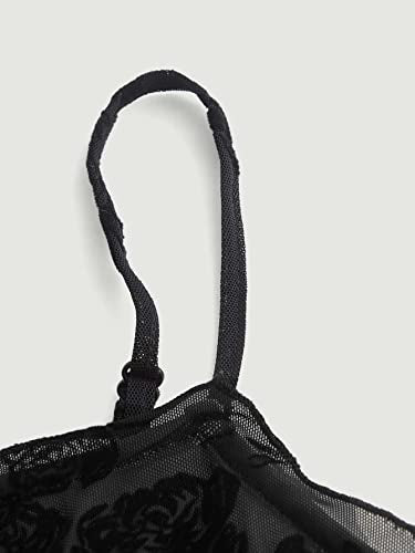 Verdusa Women's Mini Dress Floral Spaghetti Strap Mesh Dresses Going Out Festival Concert Outfits Grunge Gothic Clothes