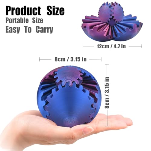Gear Sphere, 3D Printed Gearsphere - The Steampunk Whirling Wonder Fidget Gear Ball, Gearsphere Cube Fidget Toy for Office...