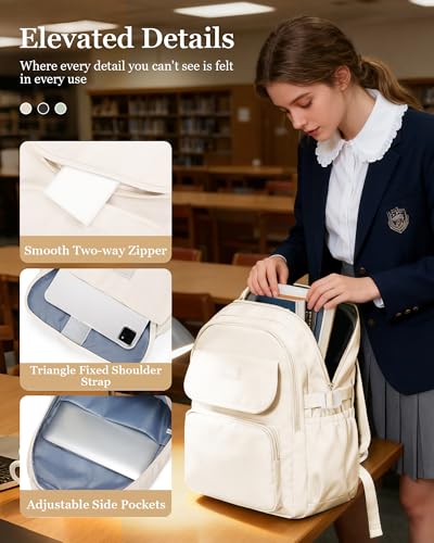WEPOET Cute Middle School Backpack For Teen Girls,Waterproof Casual Bookbags,Lightweight Travel Daypack,Basic Laptop Colle...
