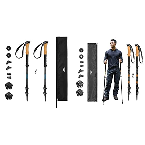 Cascade Mountain Tech Trekking Poles - Carbon Fiber and Aluminum Walking or Hiking Sticks (Set of 2) | Quick Adjustable Locks