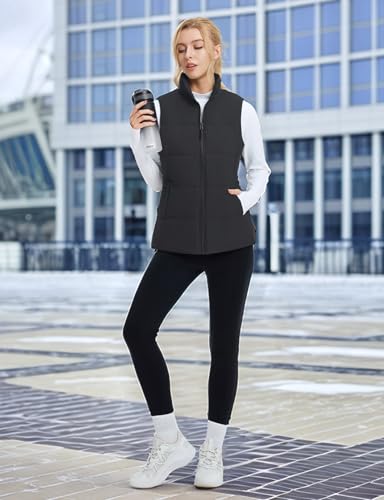 BALEAF Women's Running Puffer Vest Lightweight Winter Warm Vests Water Resistant Sleeveless Puffer Jackets