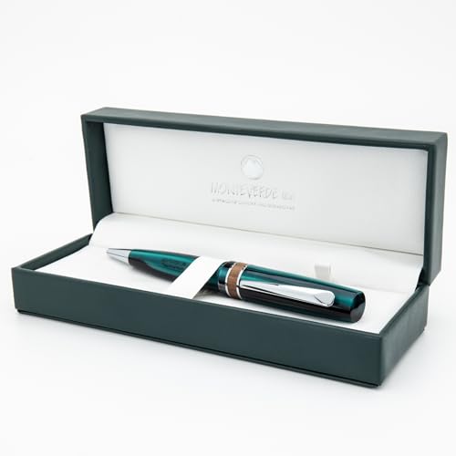 Monteverde USA Trees of the World Giant Sequoia Ballpoint Pen, Green, Ergonomic Design, Polished Chrome Trim, Solid Resin,...