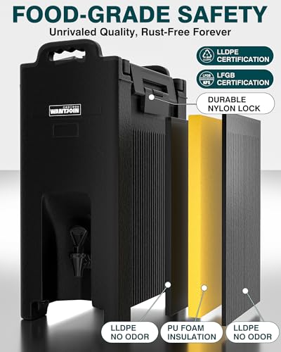 WantJoin Insulated Beverage Dispenser 5 Gallon-Hot and Cold Drink Container with Handles, Thermal Drink Dispenser Cooler S...
