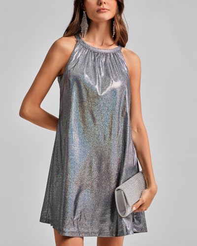 ANYFITTING Summer Dress with Built in Bra Casual Beach Sundress Flowy Halter Mini Short Dresses for Women 2025