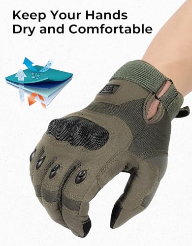 KEMIMOTO Tactical Gloves for Men, Touchscreen Motorcycle Gloves with Hard Shell & Palm Padding for Sports Motorcycle Cycli...