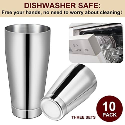 Lallisa 10 Pieces Cocktail Shakers Professional Bar Boston Shaker Set Stainless Steel Martini Shaker Drink Mixer Basic Too...