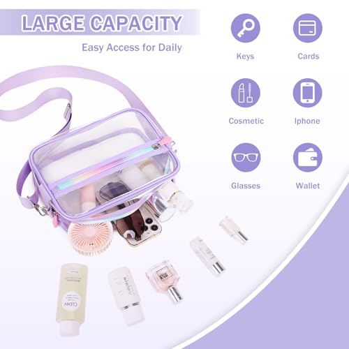 MUSEVOS Clear Bag for Stadium Events Transparent Crossbody Bag Purse Adjustable Strap Shoulder Bags