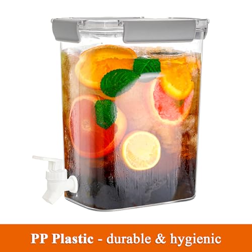 Elsjoy 1.2 Gallon Plastic Drink Dispenser with Spigot, Cold Beverage Dispenser Fridge Drink Container for Iced Tea, Lemona...