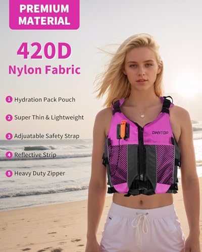 Owntop Swim Jacket Adult Youth | Hydration Pack | Dual Mesh Pockets | Attached Whistle | Ultra-Thin for Freer Movement | K...