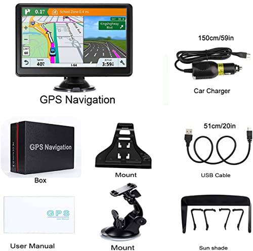 GPS Navigation for Car, 2025 Map 7 inch Touch Screen Car GPS 256-16GB, Voice Turn Direction Guidance, Support Speed and Re...