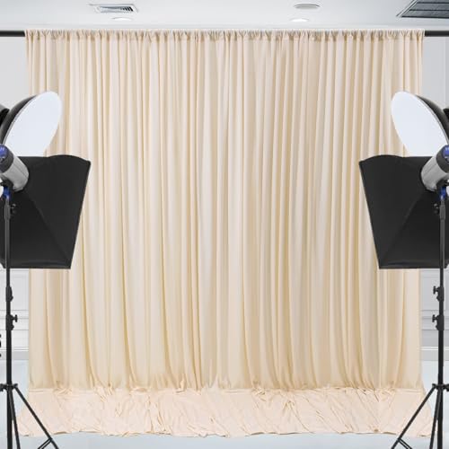 10x10ft Wrinkle Free Backdrop Curtain for Parties Soft Fabric Drapes Wedding Cream Curtain Backdrop for Birthday Party Dec...
