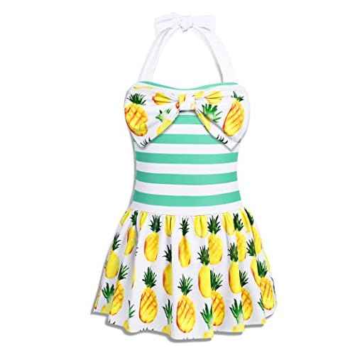 Arshiner Girls One Piece Swimsuits Print Bow Decor Adjustable Straps Beach Surf Bathing Suit