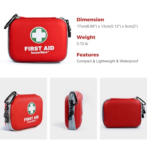 SuccorWare 150 Pieces Mini First Aid Kit - Small Medical Kit with Hard Shell - Emergency First Aid Kit for Car, Travel, Ho...