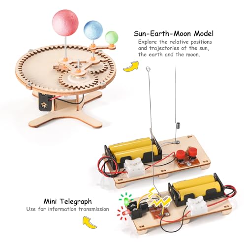 STEM Science Kits for Kids Ages 8-12 8-10, Wood Building Crafts Kits for Boys, STEM Toys for Ages 8-13 9 10 11 Year Old Gi...