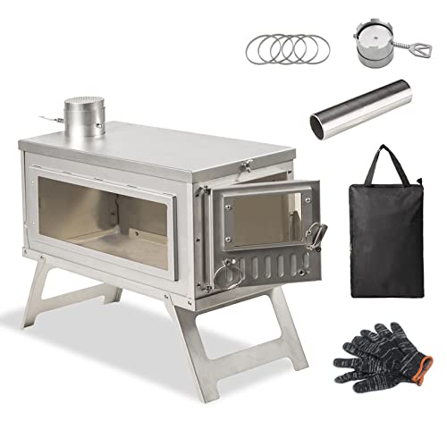 LynsaTac Portable Backpacking Stove Wood Burning Camp Stove with 8.2ft Storable Chimney and Adjustable Smoke Vent for Camp...