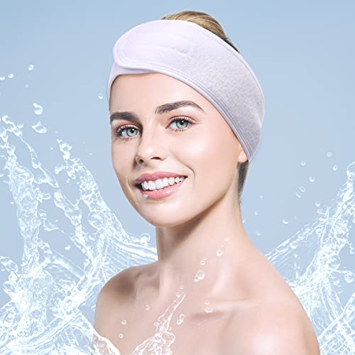 Hoteam 30 Pack Spa Headband Facial Esthetician Hair Wrap for Women Adjustable Makeup Sports Shower Stretch Towel with Tap...