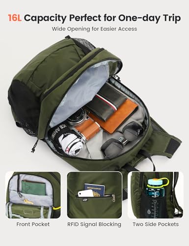 SKYSPER Hiking Backpack Ultralight Packable RFID Travel Daypack Small Nylon Stuff Pack 16L Outdoor Bag for Women Men