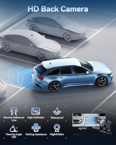 TERUNSOUl Carplay Screen for Car, 8.1" HD Portable Touch Screen Car Stereo with Android Auto, 4K Dash Cam, 1080P Backup Ca...
