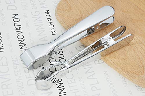 HINMAY Ice Tongs for Ice Bucket 6-3/4 Inch - Set of 2 - Premium 18/8 Stainless Steel Ice Tongs with Teeth for Ice Sugar Cu...
