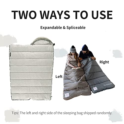 Naturehike Sleeping Bag for Adults with Hood, 33-53℉ Lightweight Hollow Cotton Sleeping Bag, 3 Seasons Waterproof Spliceab...