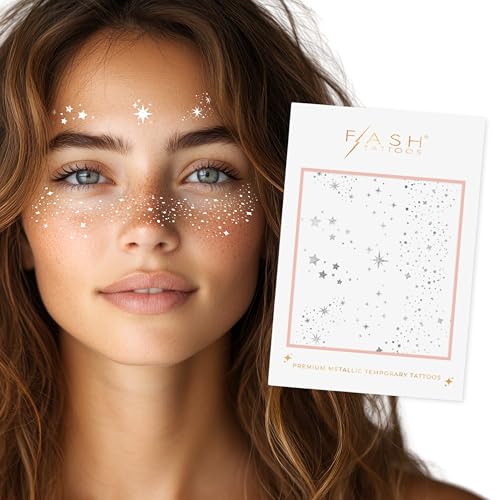 Flash Tattoos Fairy Dust Metallic Temporary tattoos-2 sheet mini pack | Includes over 23 premium silver foil giltter tatto...