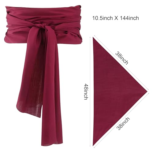 Pirate Accessories Women Men Pireate Hat Head Scarf Sash and Pirate Eye Patch Necklace 4 Piece Pirate Costume Cosplay Waist Belt Bandana Headband Red