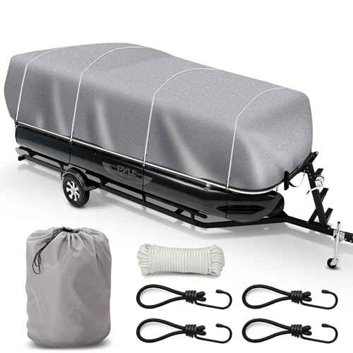 Pyle Boat Cover for Deck Boats - 21-24 ft Heavy Duty Pontoon Boat Cover, Waterproof Marine Grade Polyester, UV & Weather Resistant, Fits Beam Width up to 94", Storage Bag,