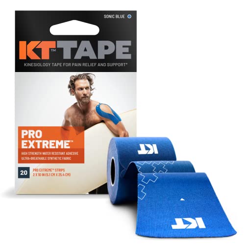 KT Tape Pro Extreme Therapeutic Elastic Kinesiology Sports Tape, 20 Pre Cut 10 inch Strips, 100% Synthetic Water Resistant...