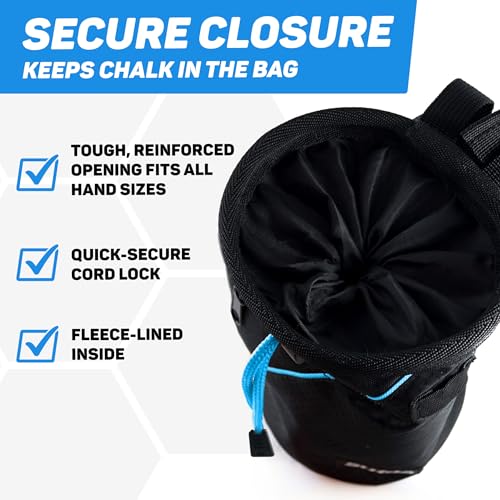 Chalk Bag for Rock Climbing - Rock Climbing Gifts Gear Accessories - Quick-Clip Belt, Large Zippered Pockets & Brush Holde...