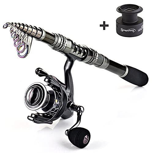 Sougayilang Telescopic Fishing Rod Reel Combos Portable Fishing Pole with Spinning Reel Fishing Carrier Bag for Travel Sal...