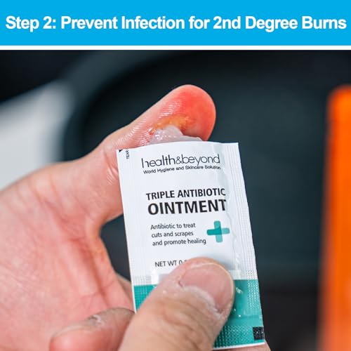 RHINO RESCUE Burn Kit, 4pcs Burn Dressings 4x4”, 8pcs Burn Gel Packets 3.5g, 4pcs Burn Pads, First Aid Kit Cooling Soothin...