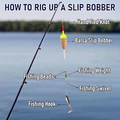Alwonder 4-Pack Bobbers for Fishing, Buoyant Balsa Wood Body Slip Bobbers Floats, Oval High Sensitive Slip Bobber for Fish...
