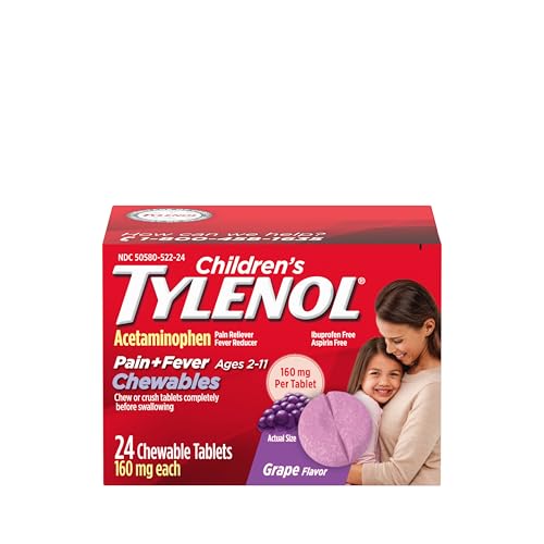 Children's Tylenol Chewables with 160 mg Acetaminophen, Pain Reliever & Fever Reducer for Kids' Cold + Flu Symptoms, Heada...