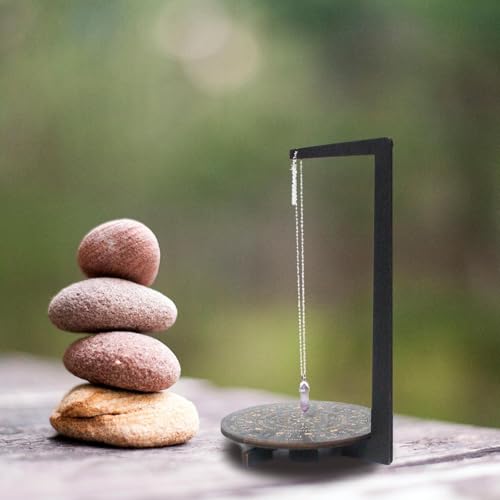 JDOQOKJ Wooden Pendulum Board with Crystal Stand,pendulum stand, 12.5x9 inch, Moon Phase Design, Meditation Room Decor (as...
