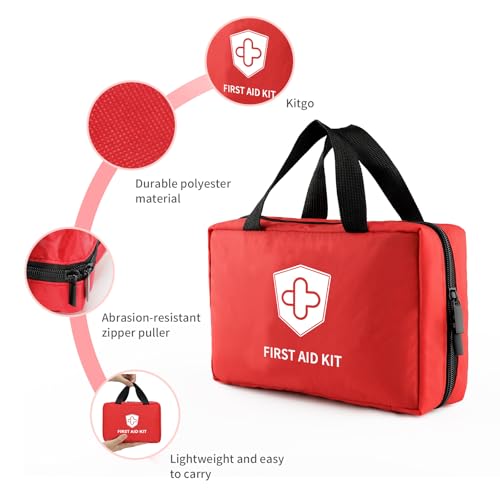 Kitgo First Aid Kit with Hospital Grade Medical Supplies, 220pcs Emergency Medical Trauma Kit, Gift for Dad Husband Great ...