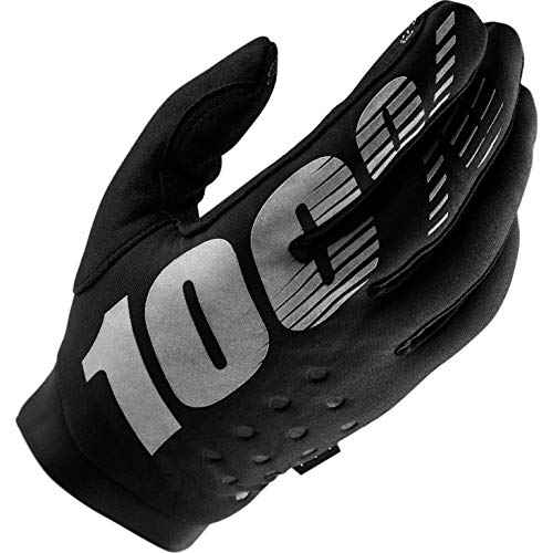 100% BRISKER Cold Weather Motocross & Mountain Bike Gloves - Warm Winter MTB & MX Powersport Racing Protective Gear (SM - Black/Grey)