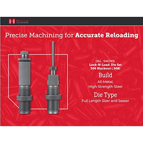 Hornady Custom Grade New Dimension 2-Die Set, 300 BLACKOUT (.308) (546349) - Caliber Specific Reloading Equipment for Handloaders with Full Length Sizer Die, Seating Die, Sure-Loc Rings, & Storage Box