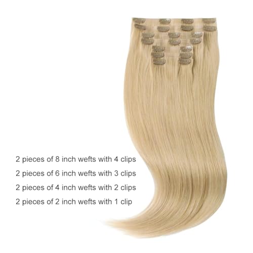 Sixstarhair Honey Blonde Clip In Hair Extensions Human Hair 120g Blonde Clip Hair Extensions with Clips 8 Pieces Pack 16inches