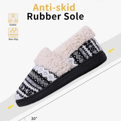 Evshine Women's Fuzzy Memory Foam Slippers, Closed Back Knit Bedroom Slippers, Slip-On Warm House Shoes for Indoor & Outdo...