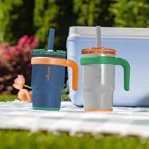 REDUCE 14 oz Coldee Tumbler with Handle for Kids - 2 Pack, Leakproof Insulated Stainless Steel Mug with Lid & Spill-Proof ...