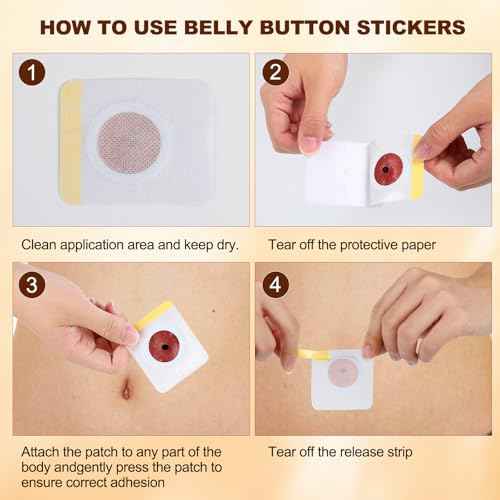 Belly Patch, Natural Belly Sticker for Women and Men, Abdomen Belly Button Pads Navel Sticker Breathable Patches, Comfortable and Easy to Use, 30 PCS