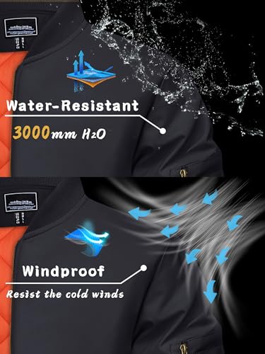 KEFITEVD Bomber Jacket Men Winter Coats Full Zip Windbreaker Mens Jackets Casual Work Coats