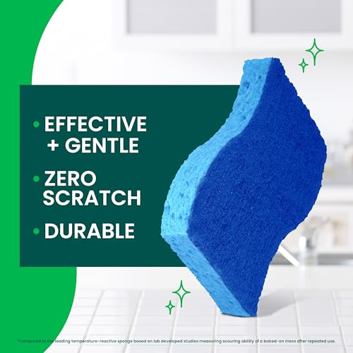 Scotch-Brite Zero Scratch Scrub Sponge, 6 Kitchen Sponges for Cleaning Around the Home, Bathroom & More, Scratch-free Dish...