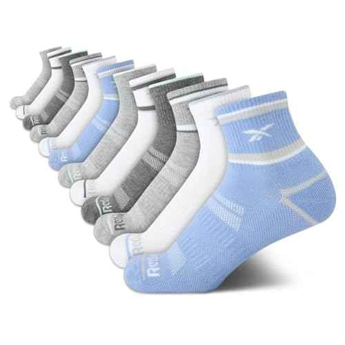 Reebok Womens Quarter Socks - 12 Pack Performance Arch Support Ankle Socks - Cushioned Athletic Socks for Women (Size: 4-10)