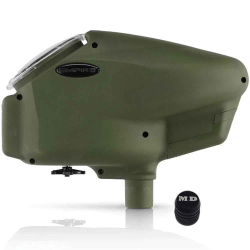 Maddog Empire Halo Too Automatic Electronic Paintball Loader Hopper with HPA Paintball Tank Fill Nipple Protector | Feeds 20+ BPS | Limited Edition Matte Olive | No Speed Feed