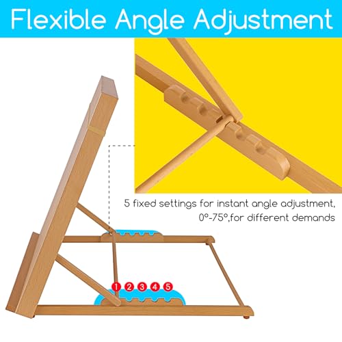 MEEDEN A2 Wooden Tabletop Easel for Painting, 5-Position Adjustable Drawing & Sketching Board with Shoulder Strap, Portabl...